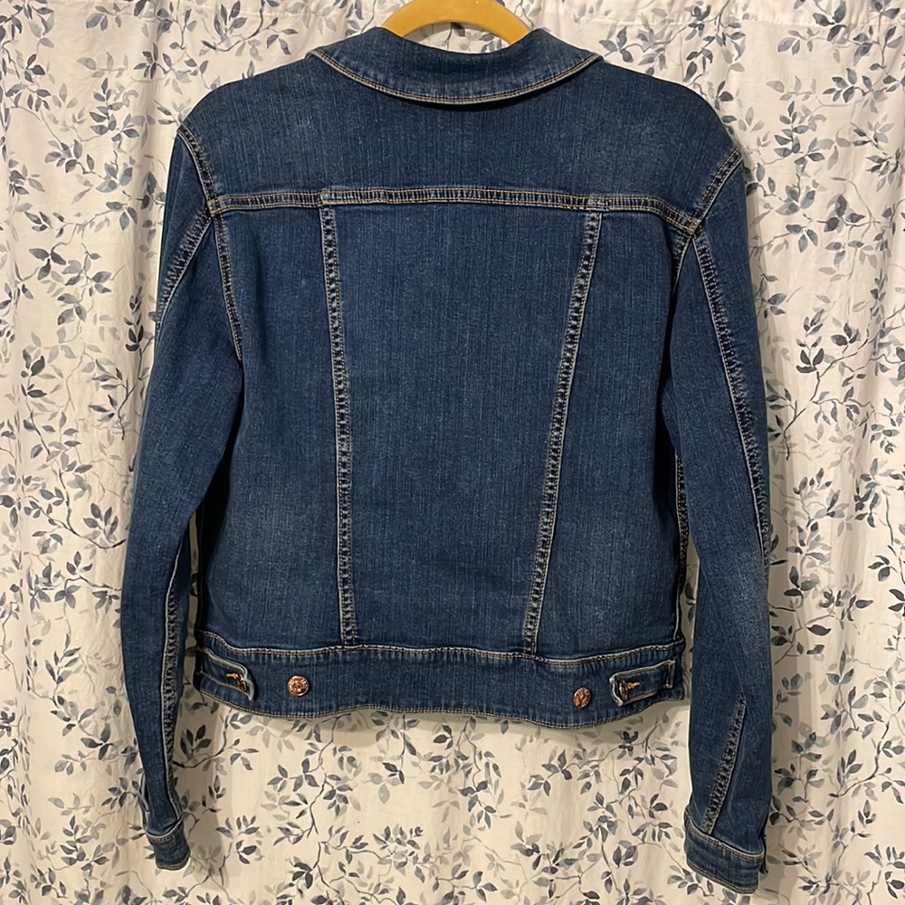 LuLaRoe Harvey Denim Jacket Rose Gold Size M EUC - Picture 2 of 8